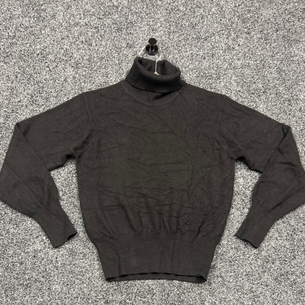 Lyle & Scott Women M Black Cashmere Turtleneck Sweater Bergdorf Goodman Vintage